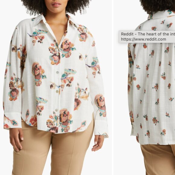 Vince White Floral Button-Down Shirt 1X - Picture 1 of 12
